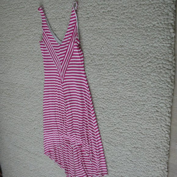 Hot Pink and White Striped Hi Low Dress - Picture 5 of 8